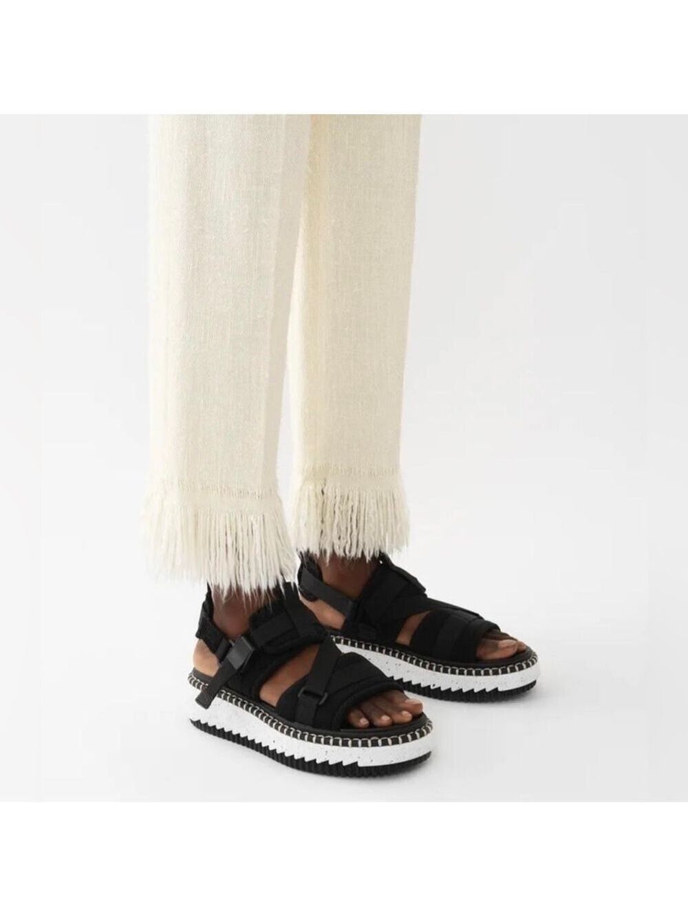 NIB Chloe Lilli Platform Slingback Sport Sandals in Black - EU42/US12